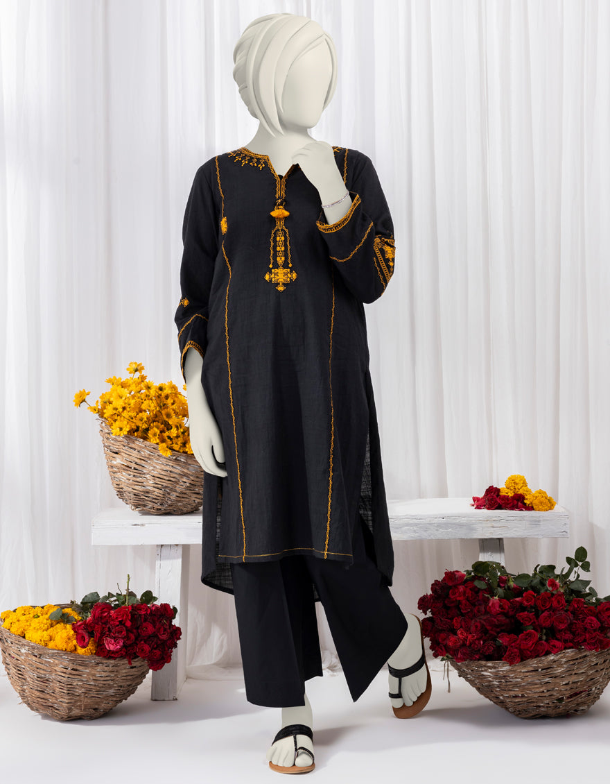 BLACK TEXTURED KURTI