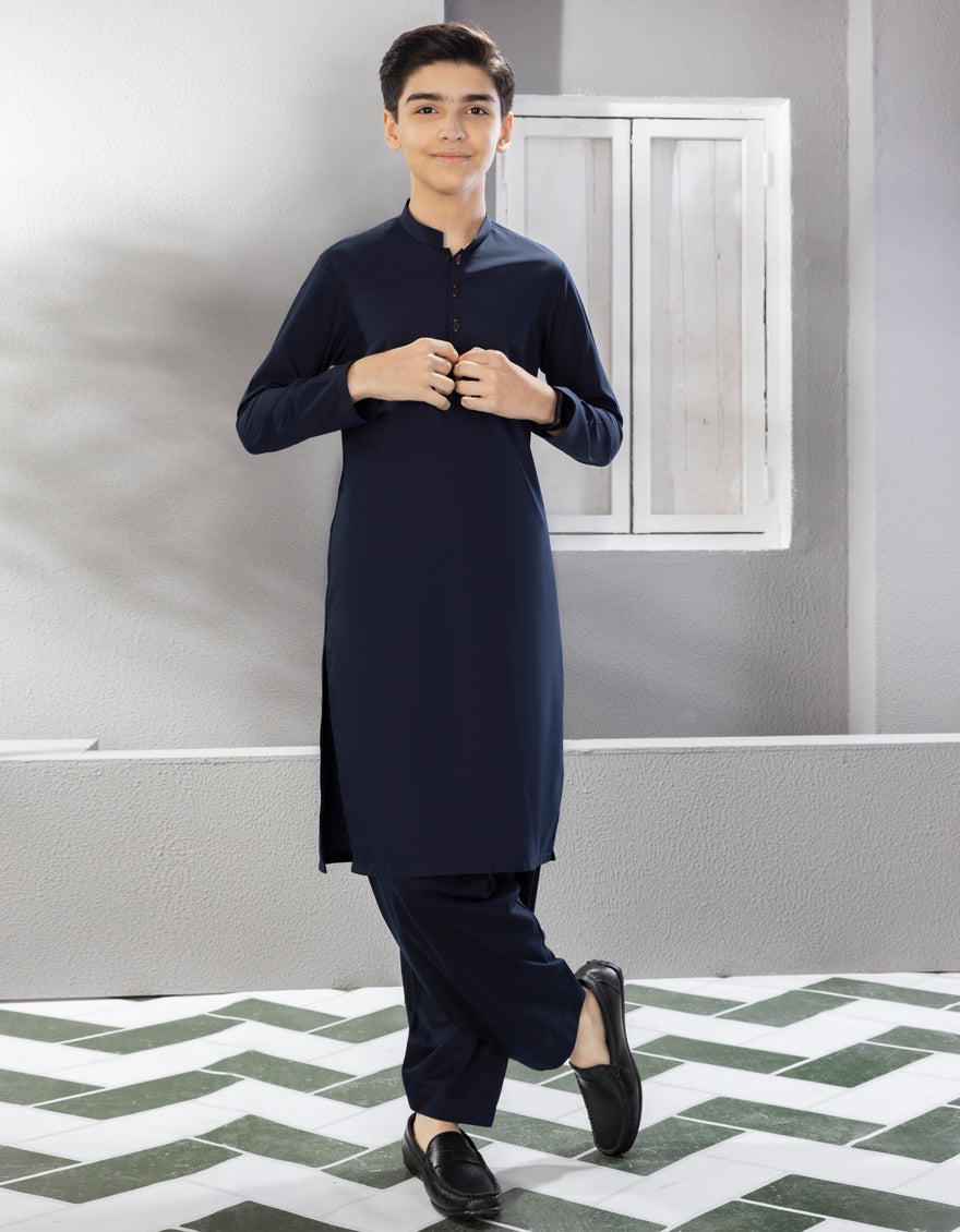 NAVY BLUE BLENDED KAMEEZ SHALWAR JCKS-CD-04-35835-R13-AP – J